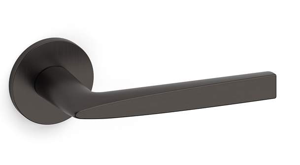 Black door handle on a white background