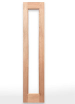 Wooden French 1G sidelight door on a white background with Crown Doors logo.