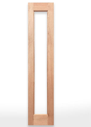 Wooden French 1G sidelight door on a white background with Crown Doors logo.