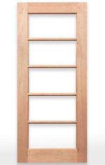 Wooden door with glass panels labeled 'French 5L Door' by Crown Doors on a white background