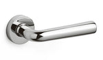 Chrome door handle on a white background