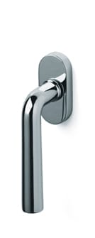 Chrome door handle on a white background