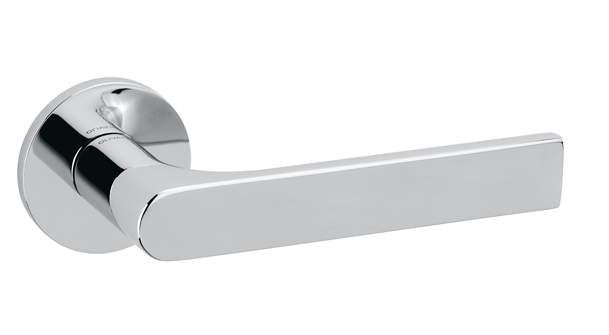 Chrome door handle on a white background