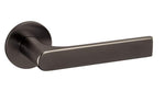 Metal door handle on a white background