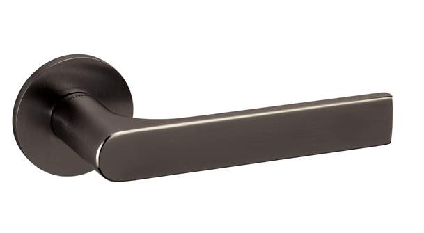Metal door handle on a white background