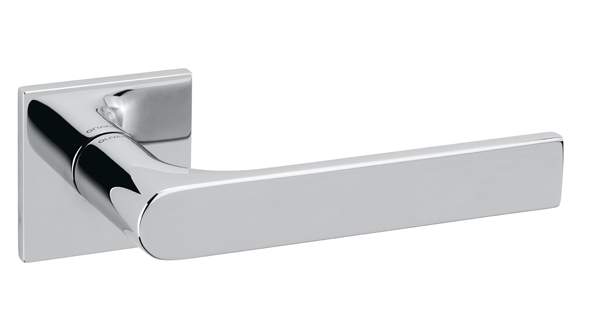 Chrome door handle on a white background