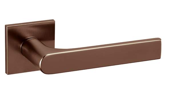 Metal door handle on a white background