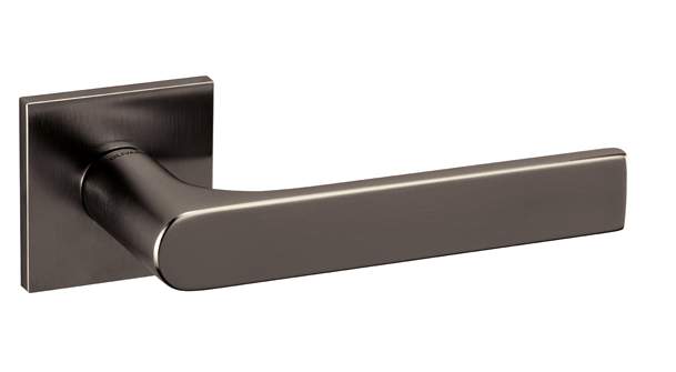 Metal door handle on a white background