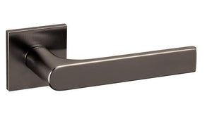 Metal door handle on a white background