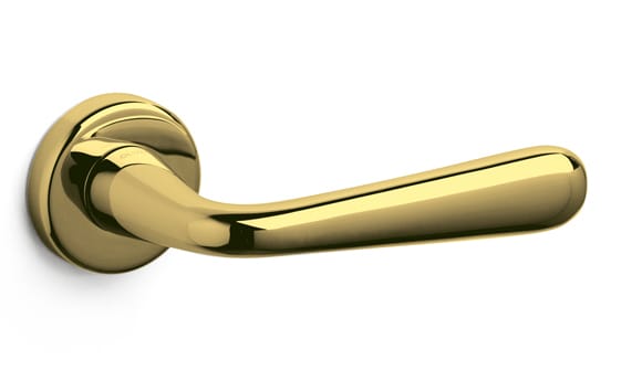 Gold door handle on a white background