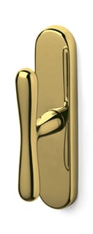 Gold door handle on a white background