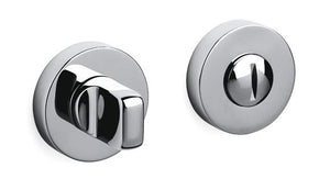 Two chrome door handles on a white background