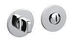 Two chrome door handles on a white background
