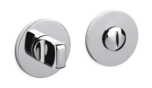 Two chrome door handles on a white background