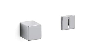 Two metallic square-shaped objects on a white background