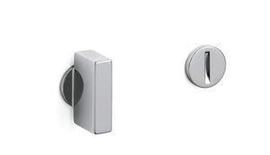 Chrome door handles on a white background
