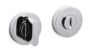 Chrome door handles on a white background