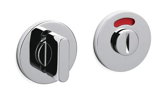 Two metallic door handles on a white background