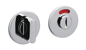 Two metallic door handles on a white background