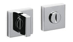 Chrome door handles on a white background