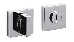 Chrome door handles on a white background