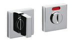 Two metallic door handles on a white background
