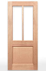 Wooden door with glass panels labeled 'Half French 2L1P-2 Door' by Crown Doors on a white background.