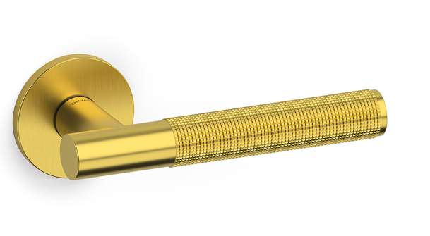 Gold door handle on a white background