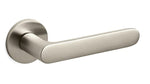 Metal door handle on a white background