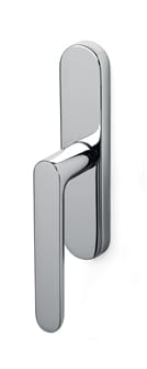 Chrome door handle on a white background