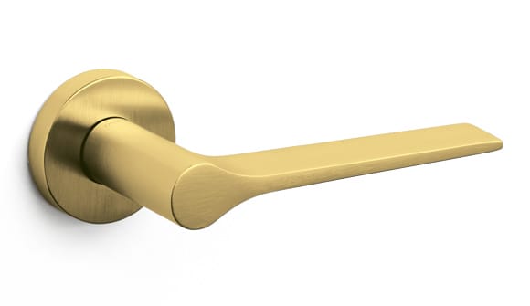 Gold door handle on a white background