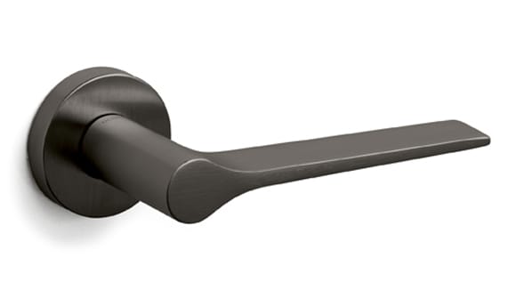 Black door handle on a white background