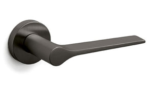 Black door handle on a white background
