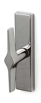 Chrome door handle on a white background