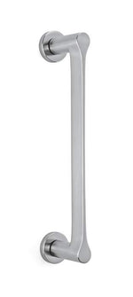 Chrome door handle on a white background
