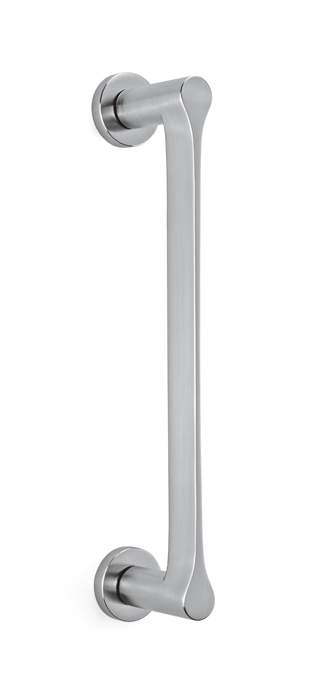 Chrome door handle on a white background