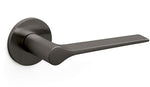 Black door handle on a white background