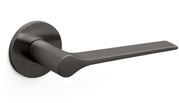Black door handle on a white background