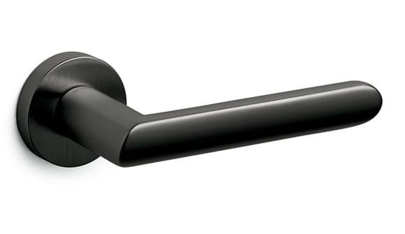 Black door handle on a white background