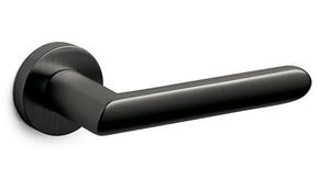 Black door handle on a white background