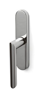Chrome door handle on a white background