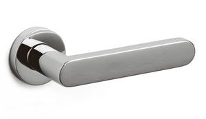 Metal door handle on a white background