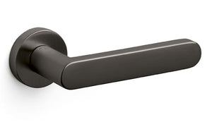 Black door handle on a white background