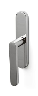 Chrome door handle on a white background