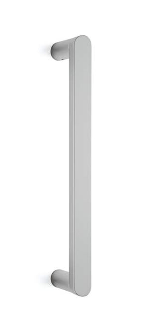 Metallic door handle on a white background