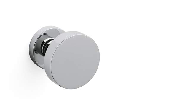 Chrome door handle on a white background