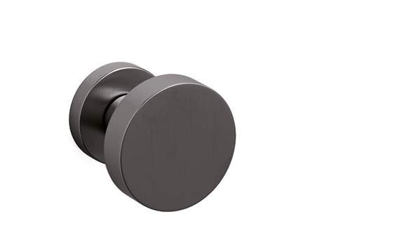 Metallic door handle on a white background