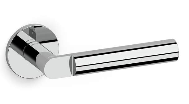 Chrome door handle on a white background