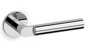 Chrome door handle on a white background