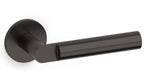 Black door handle on a white background